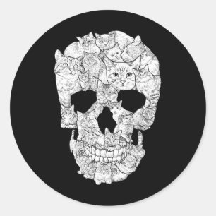 Cat Skull - Kitty Skeleton Halloween Costume Idea  Classic Round Sticker