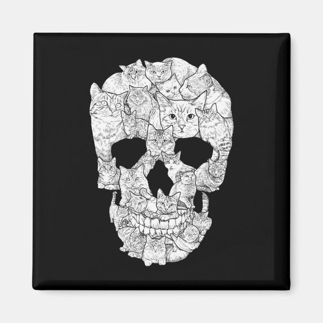 Cat Skull - Kitty Skeleton Halloween Costume Idea  Magnet (Front)