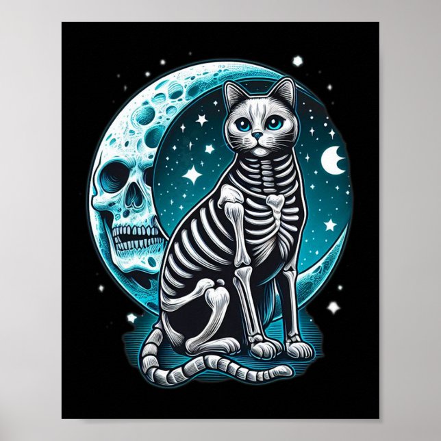 Cat Skull - Kitty Skeleton Halloween Costume Idea  Poster (Front)