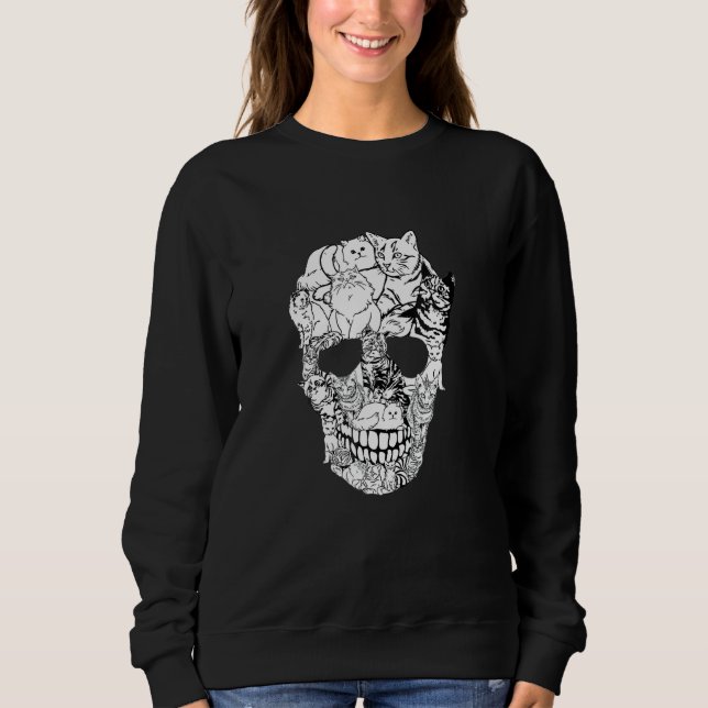 Cat Skull Kitty Skeleton Halloween Costume Skull C Sweatshirt (Front)