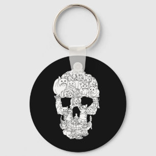 Cat Skull Kitty Skeleton Halloween Costume Tarot  Key Ring