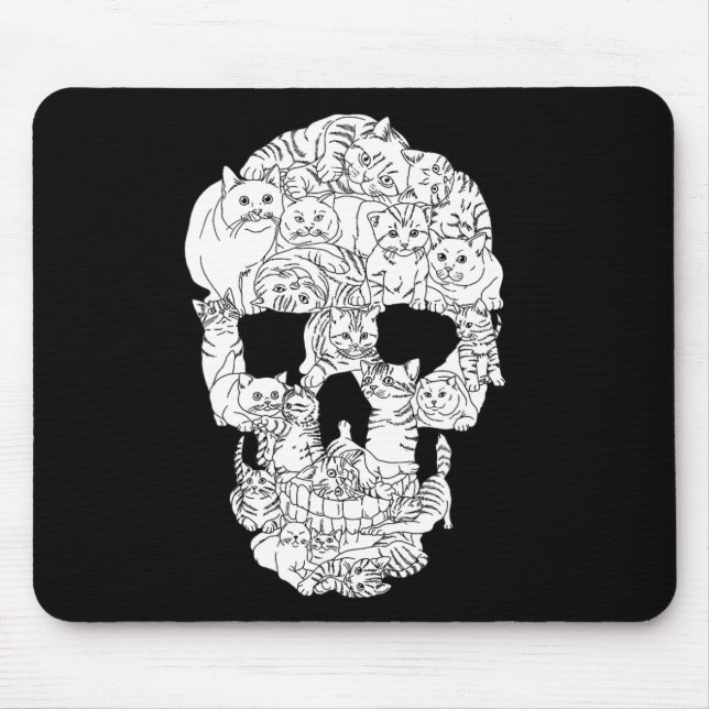 Cat Skull Kitty Skeleton Halloween Goth Punk Emo G Mouse Pad (Front)