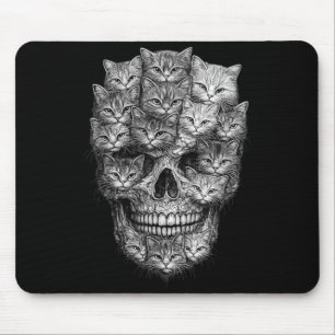 Cat Skull Made of Cats Gothic Kitty Skeleton Dark Mouse Pad