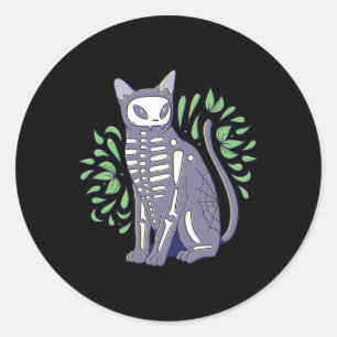 Cat Skull Shirt - Kitty Skeleton Halloween Costume Classic Round Sticker