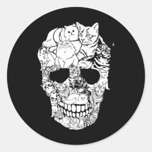 Cat Skull Shirt - Kitty Skeleton Halloween Costume Classic Round Sticker