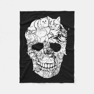 Cat Skull Shirt - Kitty Skeleton Halloween Costume Fleece Blanket