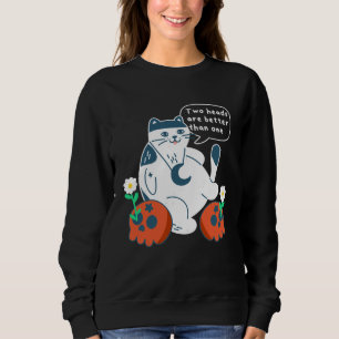 Cat Skulls Two Heads Are Better Than One Metal Ca Sweatshirt