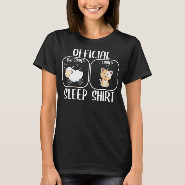cat sleep shirt counting sheep (Front)