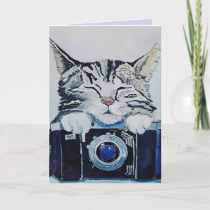 CAT SLEEPING CAMERA BIRTHDAY Greeting Card