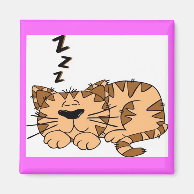 Cat Sleeping Cartoon Magnet (Front)