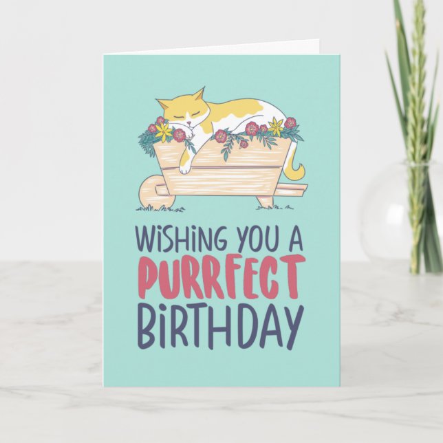 Cat Sleeping Funny Cat Lover Purrfect Birthday Card (Front)
