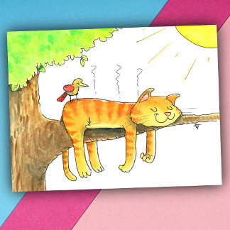 Cat Sleeping in the Sun Postcard