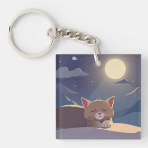 Cat sleeping key ring