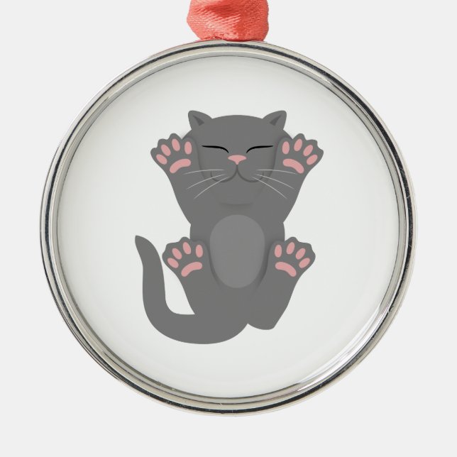 cat sleeping metal ornament (Front)