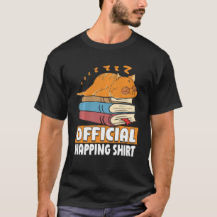 Cat Sleeping Napping Bookworm Reading Book Lover B T-Shirt