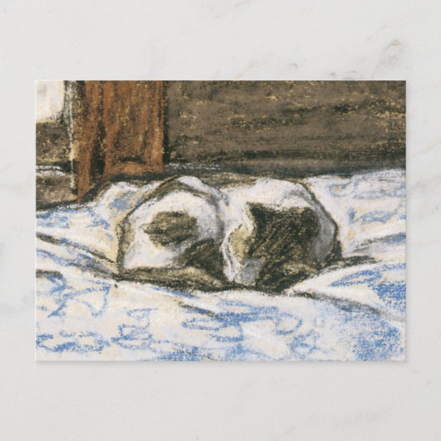 Cat Sleeping on a Bed by Claude Monet Postcard (Front)