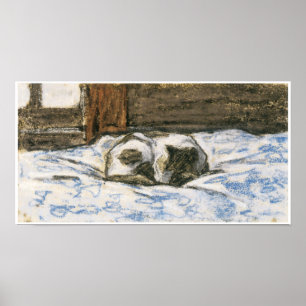 Cat Sleeping on a Bed by Claude Monet Poster