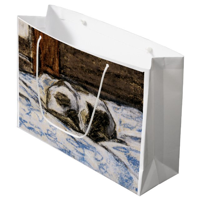 Cat Sleeping on a Bed Large Gift Bag (Front Angled)