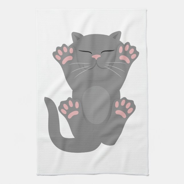 Cat Sleeping Tea Towel (Vertical)