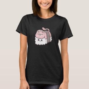 Cat Sleeps on a Sushi Japanese Food Fans T-Shirt