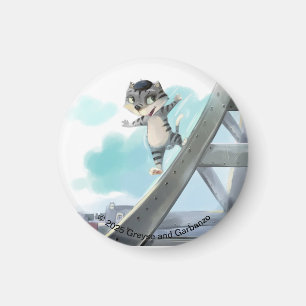Cat Slides Eiffel Tower – Paris Circle Magnet 
