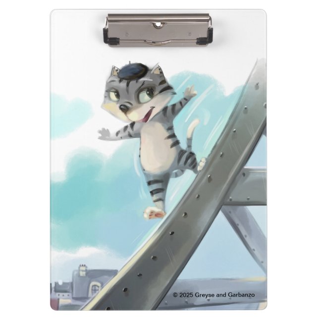 Cat Slides Eiffel Tower – Paris Clipboard (Front)