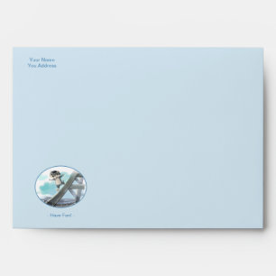 Cat Slides Eiffel Tower - Paris Fun Blue Envelope
