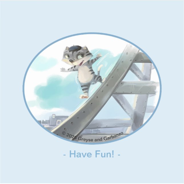 Cat Slides Eiffel Tower – Paris Fun Vinyl Sticker (Front)