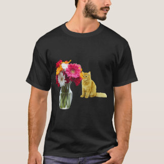 Cat Smelling Flowers T-Shirt