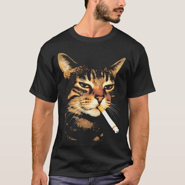 Cat Smoking A T-Shirt (Front)