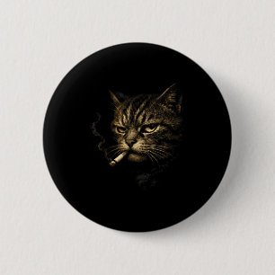 Cat Smoking Cigarette Retro Sketch Funny Meme For  6 Cm Round Badge