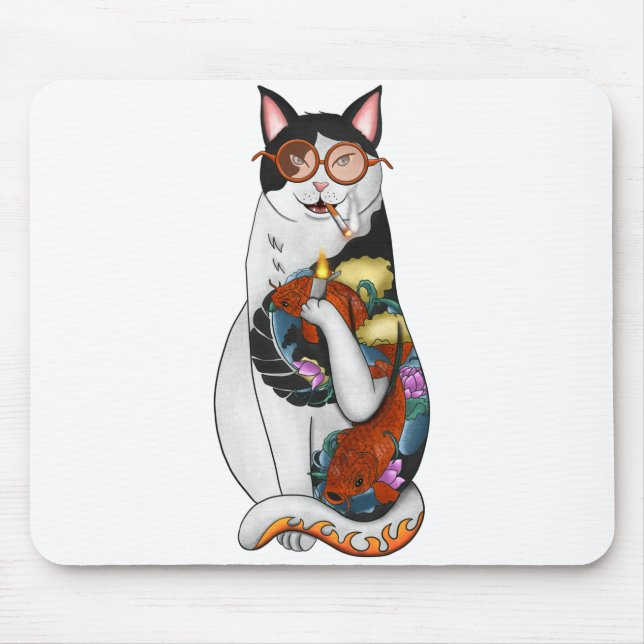 cat smoking mouse pad (Front)