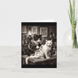 Cat Smoking Tattoo Vintage Inked Kitty Artist Funn Card