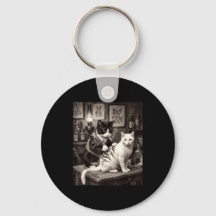 Cat Smoking Tattoo Vintage Inked Kitty Artist Funn Key Ring
