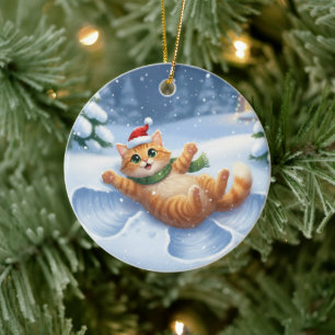Cat Snow Angel Christmas Making a Snow Angel Ceramic Ornament