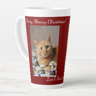 Cat Snow Globe, Image Names Text, Customize,  Latte Mug