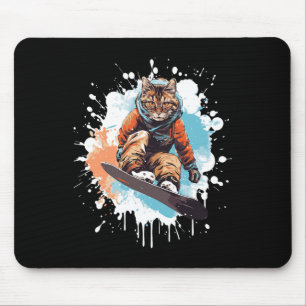 Cat Snowboarding Animal Snowboard Funny For Men Wo Mouse Pad