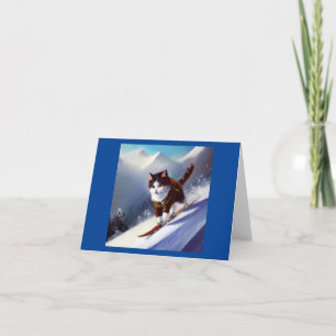 Cat Snowboarding Card