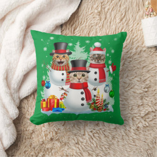 Cat Snowman Santa Christmas Light Cat Mum Cat Dad Cushion