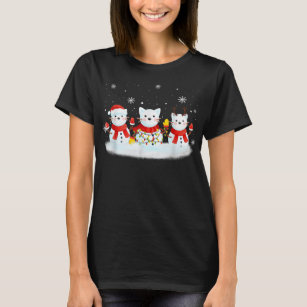 Cat Snowman Santa Hat Reindeer Cat Lover Merry Chr T-Shirt