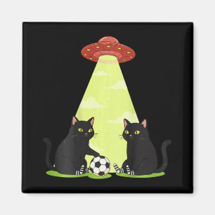 Cat Soccer Ufo Abduction Japanese Art Magnet