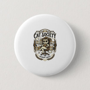 Cat Society Cat Alcohol Bar Humour Vintage Vector 6 Cm Round Badge