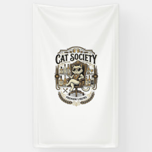 Cat Society Cat Alcohol Bar Humour Vintage Vector Banner
