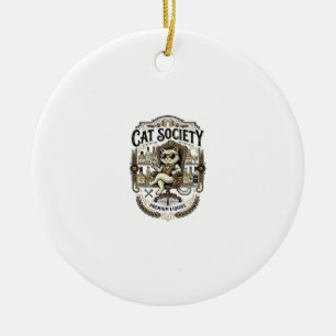 Cat Society Cat Alcohol Bar Humour Vintage Vector Ceramic Ornament