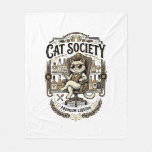Cat Society Cat Alcohol Bar Humour Vintage Vector  Fleece Blanket