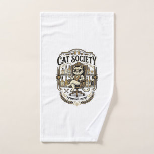 Cat Society Cat Alcohol Bar Humour Vintage Vector  Hand Towel
