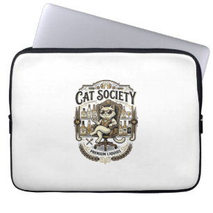 Cat Society Cat Alcohol Bar Humour Vintage Vector Laptop Sleeve