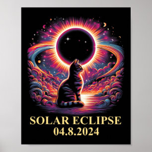 Cat Solar Eclipse 2024 Totality April 8 Men Women  Poster