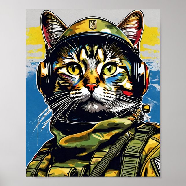 Cat soldier army Ukraine Poster (Front)