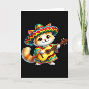 Cat Sombrero Guitar Cinco De Mayo Mexican Kids Cut Card
